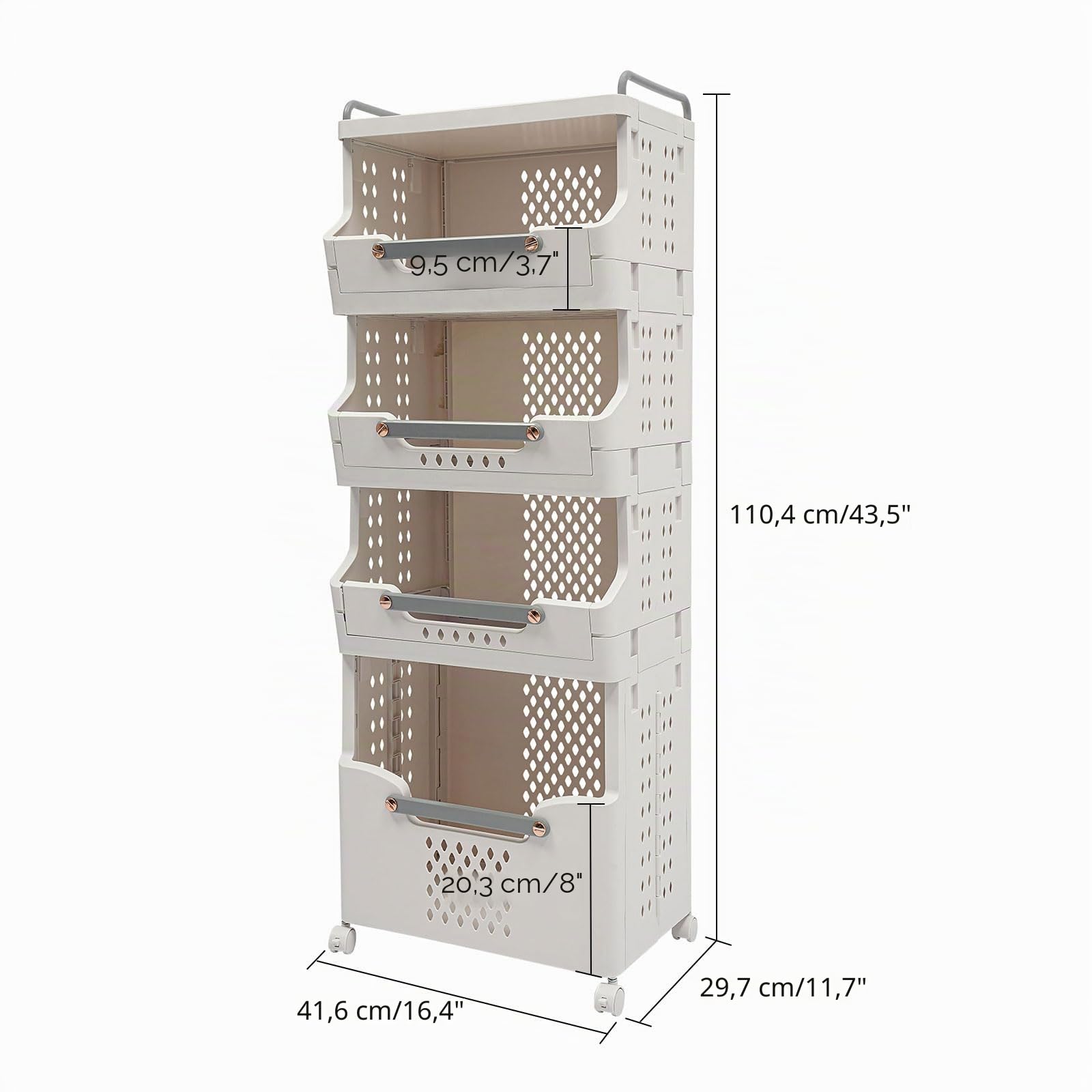 Wäschekorb Plastik Wäschesammler Wäschewagen Laundry Organizer, Stapelbare Wäschekorb mit Rollen, Wäschetrenner mit 3 Aufbewahrungskörbe Wäsche Sortiersystem, 41.6 * 29.7 * 88.8cm