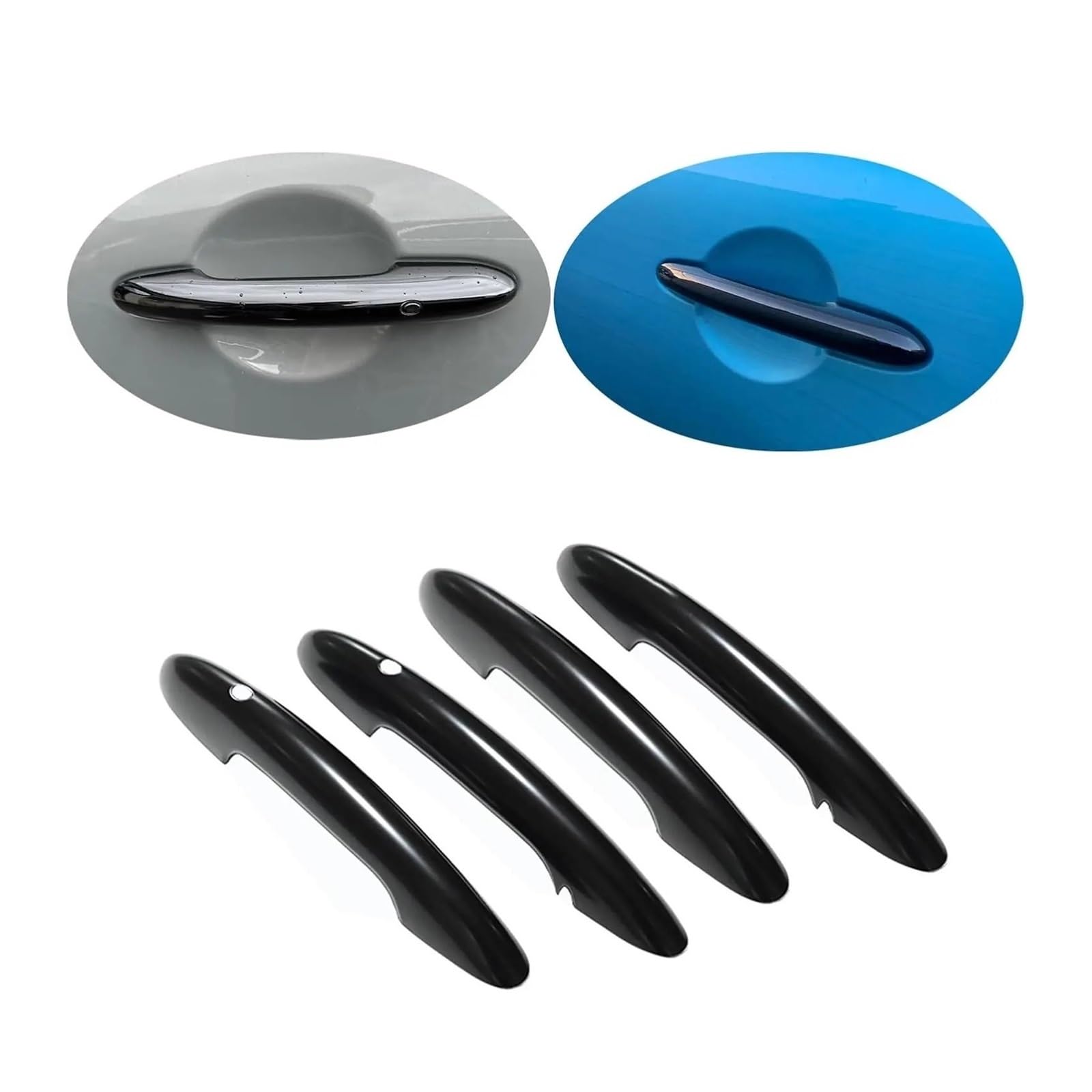 Amazon | BMWミニドアハンドルに適合。クーパーF54 F55  F60カントリーマンに適合。光沢のある黒の車の外装部品、ドアハンドル装飾部品。(Style 8,No Hole and No Light) |  室外ドアハンドル | 車＆バイク