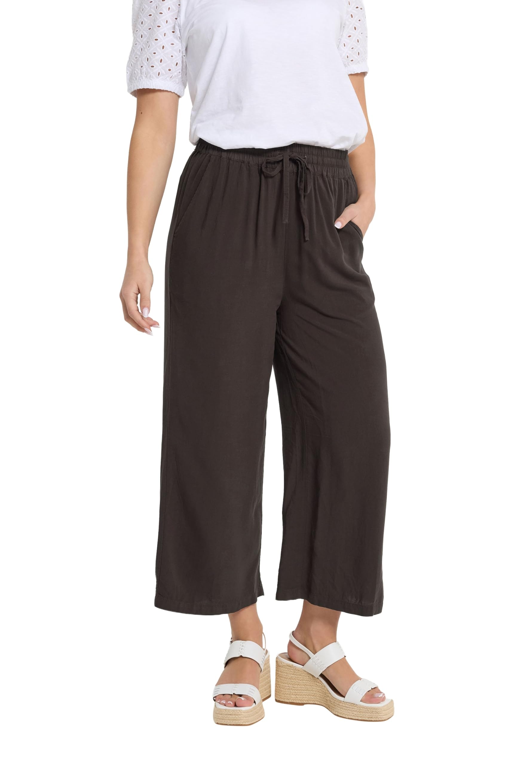 M&Co Brown Wide Leg Culottes - Women's
