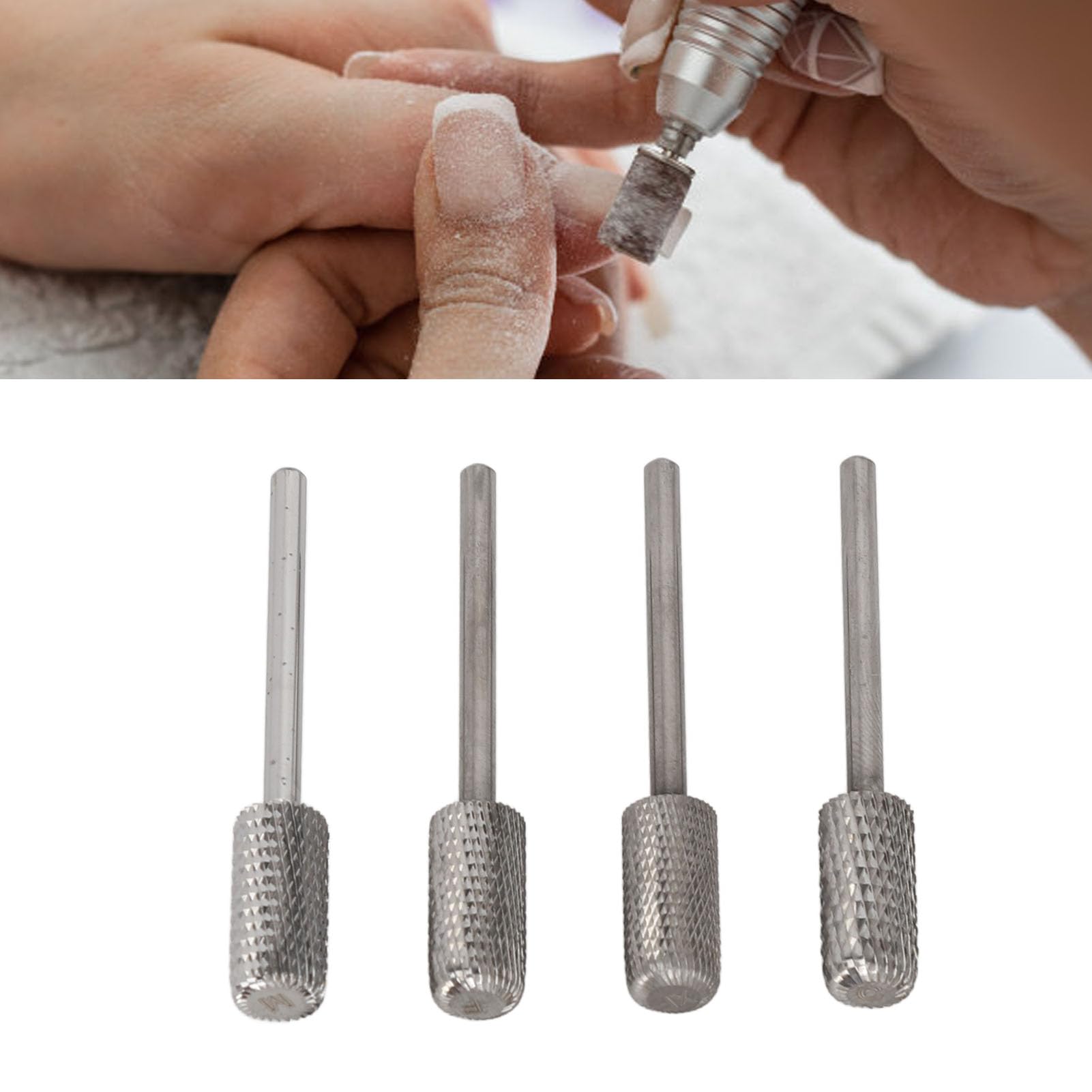 4 brocas para uñas de acero de tungsteno para eliminar pegamento, pulir, dar forma, respetuosas con la piel, eficientes, compatibles con taladros eléctricos para uñas