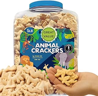 Animal Crackers, 5 lb Bulk Tub, Lightly Sweet Classic Snack - A Resealable Party Size Container for Pantries, Events & Large Groups