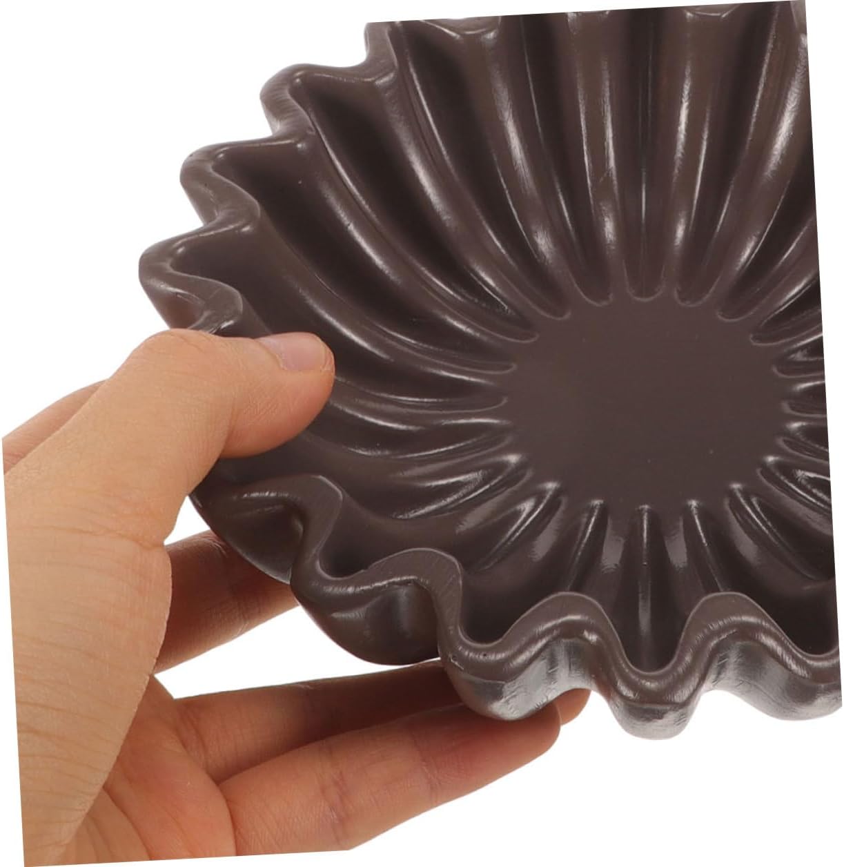 UPKOCH Decorative Fluted Ruffle Bowl 10-inch Black Resin Key Holder Candy Dish Jewelry Storage Organizer for Entryway Living Room Table Home Décor