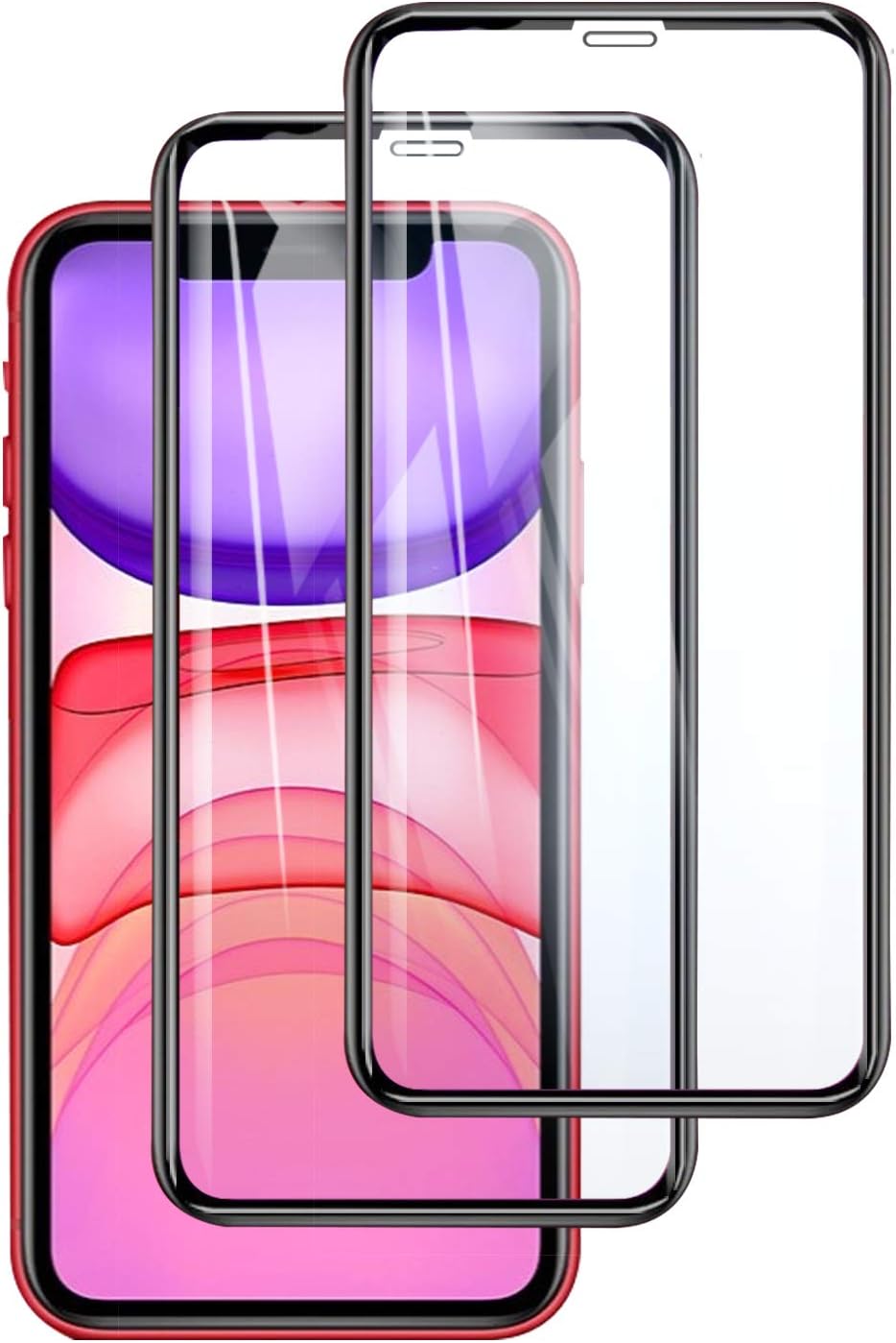2 Pack IP 11 Screen Protector i11 3D Curved Compatible with Apple iPhone 11 Tempered Glass iPhone11 Protective Film i Phone IP11 Tremp Ultra Thin HD Glas Saver Sheet Aifon 2019 6.1 inch (Black)