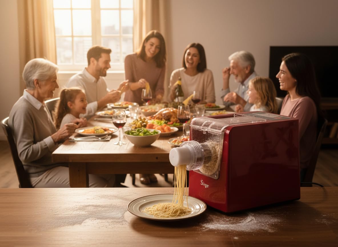 Urządzenie do wyrobu makaronu - Idealne ciasto, Łatwe czyszczenie, Maszyna do świeżego makaronu PASTAMAGIC – 22 matryce, 300 W, silnik o mocy do 300 W i pojemność do 900 g. Łatwa w użyciu,.