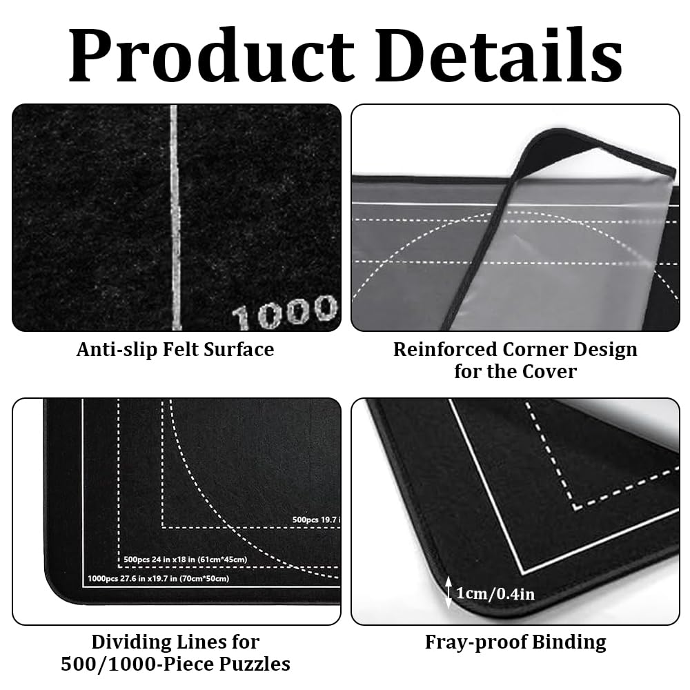 Jonuin Jigsaw Puzzle Board, 31 x 22in Jigsaw Board for 500/1000 Pieces - Image 3