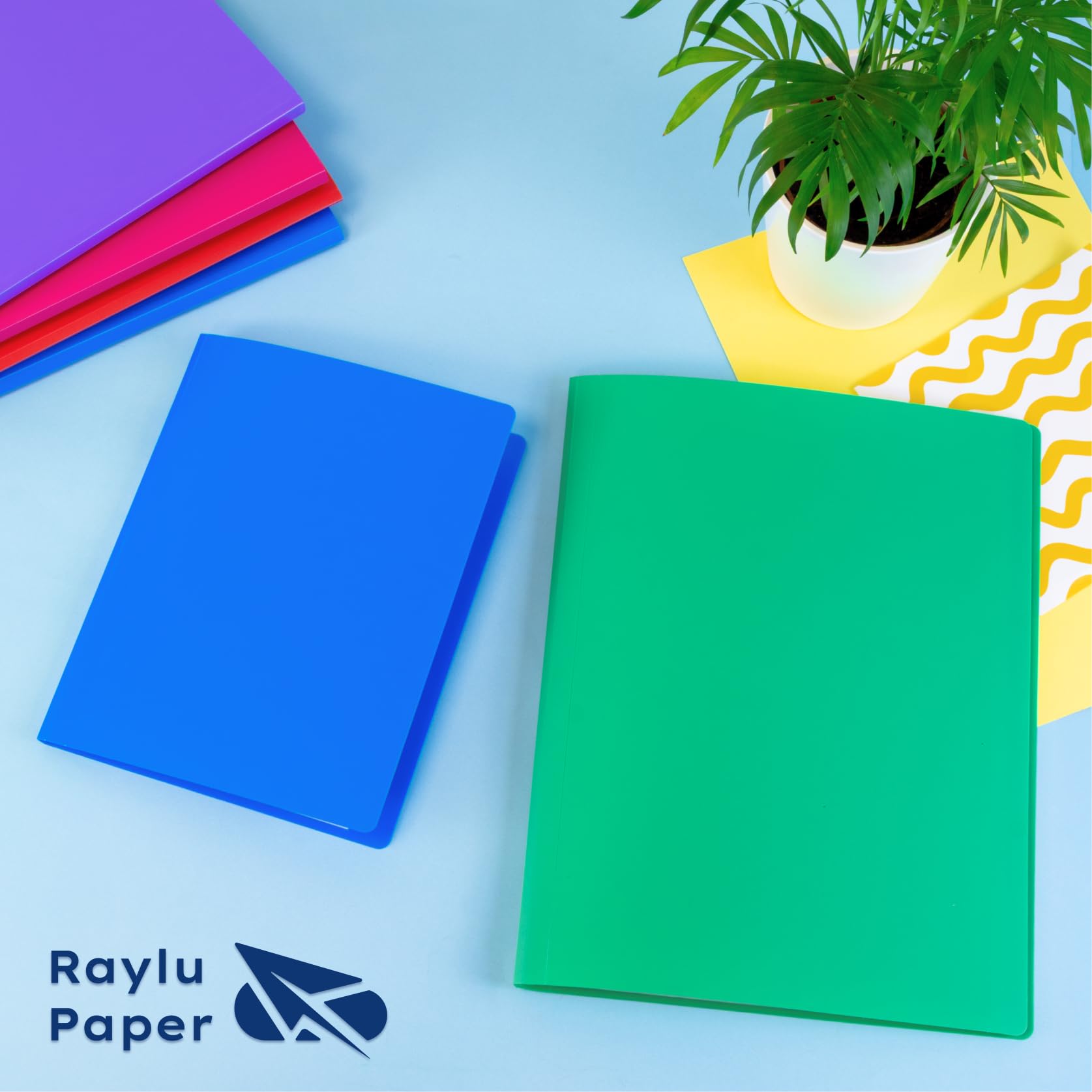 RAYLU PAPER - Carpeta con Fundas Transparentes Tamaño A5, Hecha de Polipropileno 100% Biodegradable, 20 Fundas Transparentes para Documentos en Casa y Oficina (A5, 20 fundas, Azul)