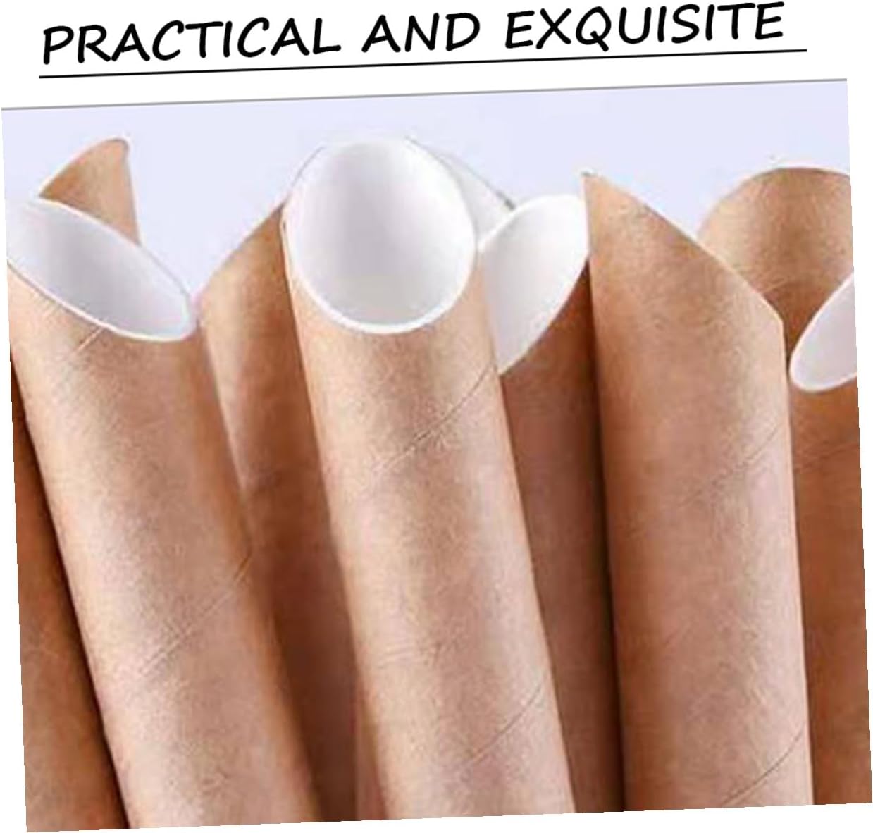 Luxshiny 100pcs Disposable Drinking Paper Straws 12×200mm Pulp Milk Tea Straws with Angled Tip Biodegradable Household for Smoothies Juice and Store Use