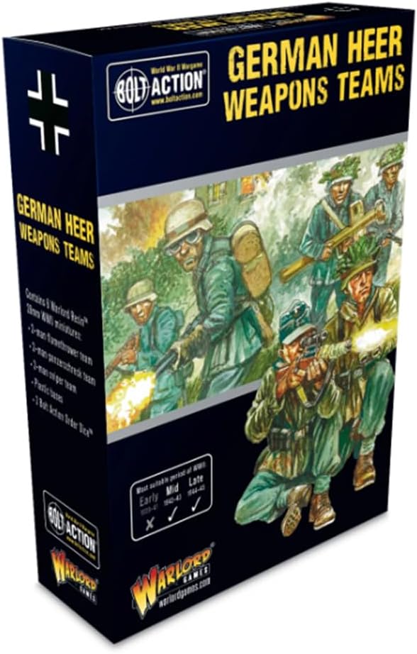 Warlord Games German Army Weapons Teams - 28mm Scale Miniatures for Bolt Action Highly Detailed World War 2 Miniatures for Table-top Wargaming