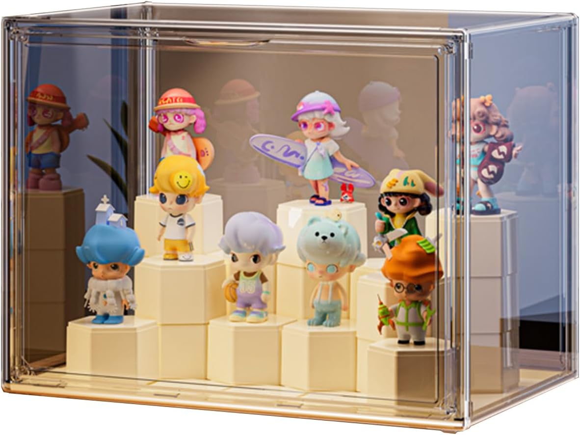 Transparent Doll Display Box, DIY Stackable Doll Blind Box, Doll Display Stand for Pop Mart Collectibles Action, Dust-Proof, All-Round DIY Display of Dolls, Acrylic Display Box (Clear XX-L 1Pack)