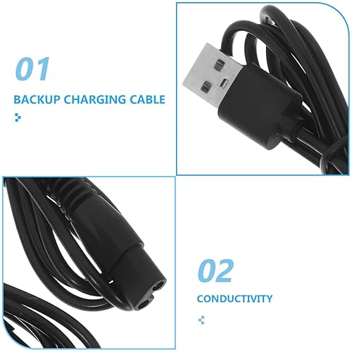 Miniatura 9 de Cable de alimentación de 2 piezas para afeitadoras eléctricas y removedores de pelo, duradero envuelto con accesorio de afeitadora de alta