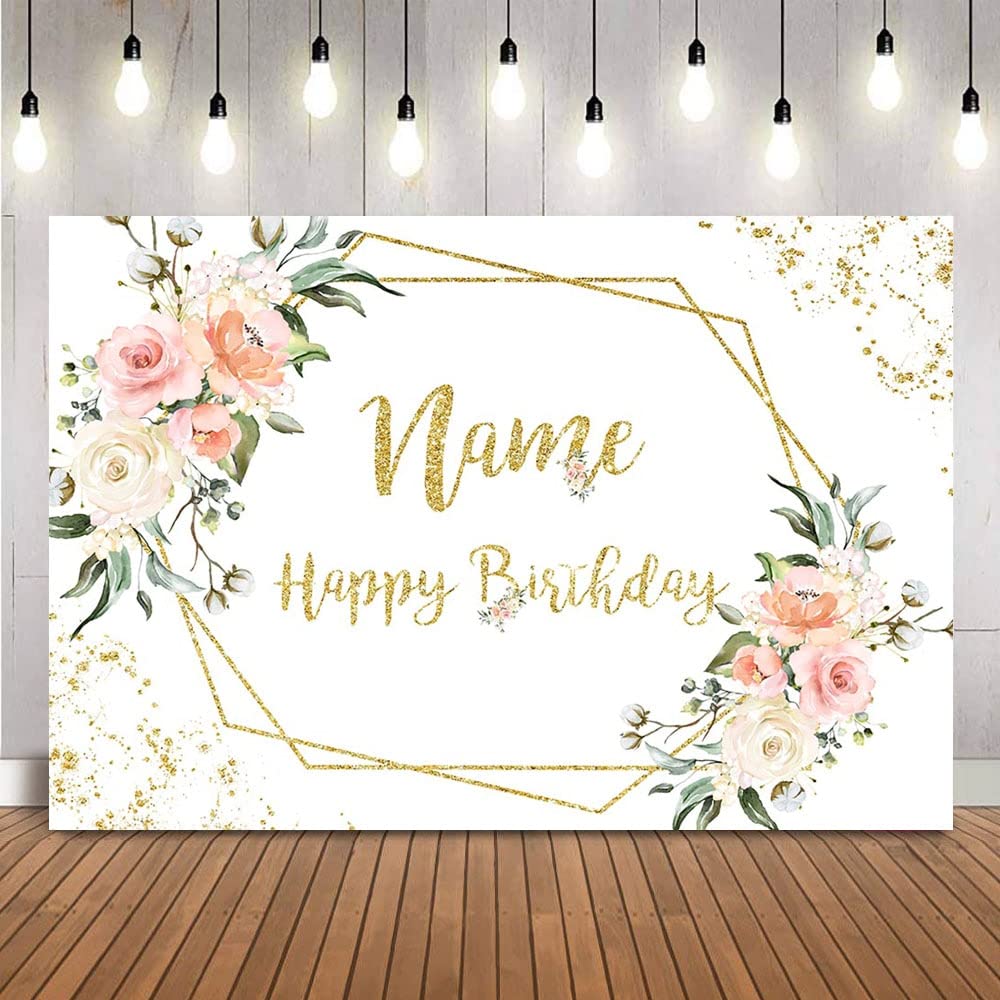 Nom Personnalisé Anniversaire Toile Décorative Dorée Grand Format pour shooting Photo Fête