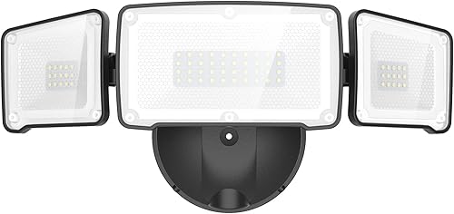 Miniatura 10 de Lepower Reflector LED de 3000 lm para exteriores de seguridad controlada por interruptor de 28 vatios con 2 cabezales ajustables 5500 K Negro,