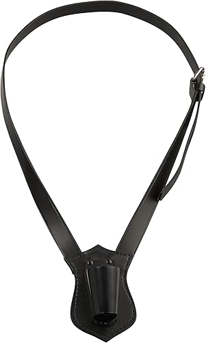 Jay-Pee Portador de bandera de cuero para bandera de desfile, Negro -, Correa de cuero simple que lleva el soporte del asta de bandera del desfile