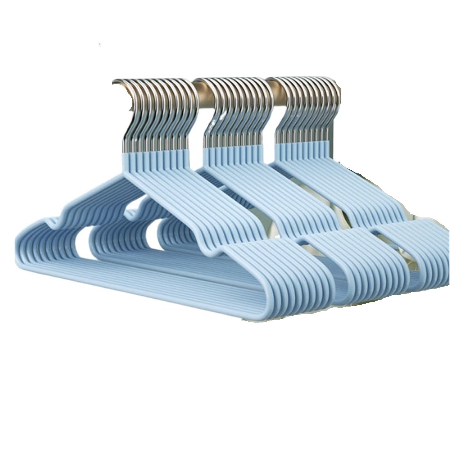 10pcs Clothe Hanging Rack Clothing Hanger Non-Slip Closet Space Saver(B-Blue)