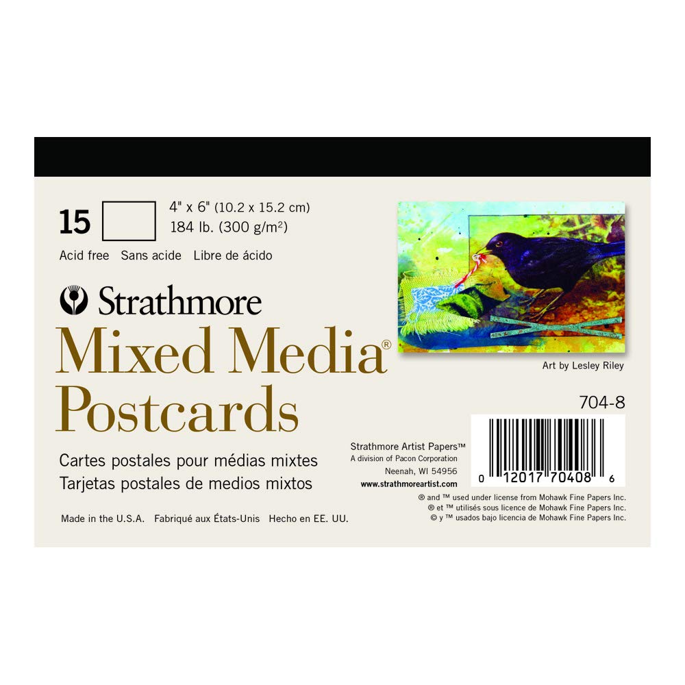 Strathmore Mixed Media Postcards, 15 Blank 4x6 inch Postcards ready to paint and send (704-8)