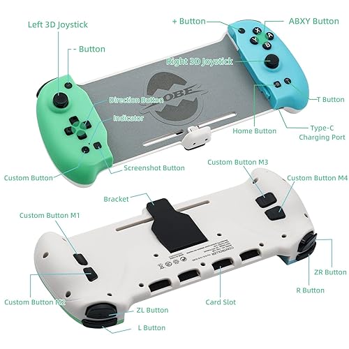 Miniatura 3 de Mcbazel Switch Controller Grip for Handheld Mode Ergonomic Controller for Switch Switch OLED with 6-Axis Gyro Mapping Vibration - Green  Blue