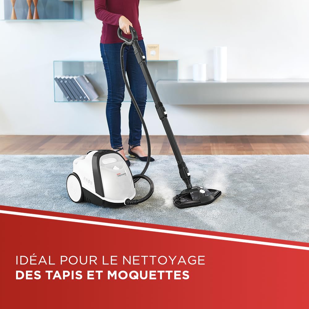 Polti Vaporetto Smart 120, Nettoyeur Vapeur avec Chaudière Haute Pression 4 Bars, Réservoir Amovible 2 Litres, Autonomie Illimitée, Chauffe en 2 Minutes, 14 Accessoires Inclus, Blanc et Noir