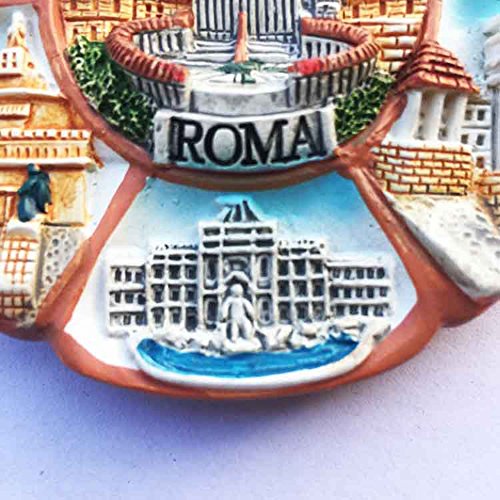 Imán decorativo resina Roma 8 × 8 cm redondo miniatura 5