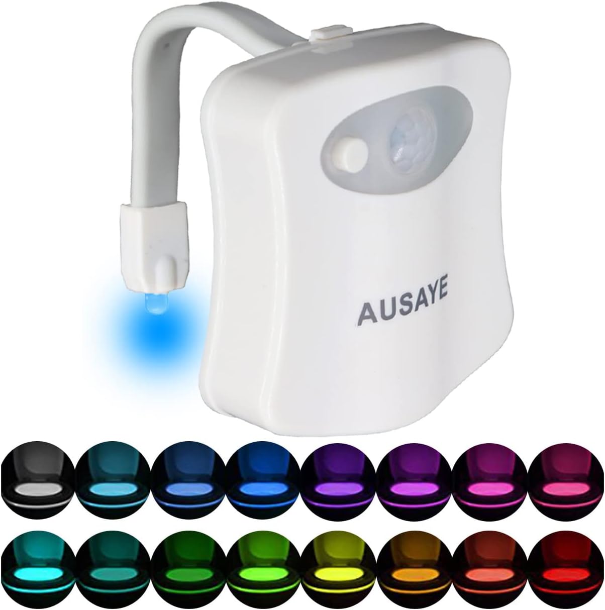 AUSAYE 16-Color Toilet Night Light, Motion Sensor Activated Bathroom LED Bowl Nightlight, Unique & Funny Gifts Idea for Dad Teen Boy Kids Men Women, Cool Fun Gadgets for Stocking Stuffers
