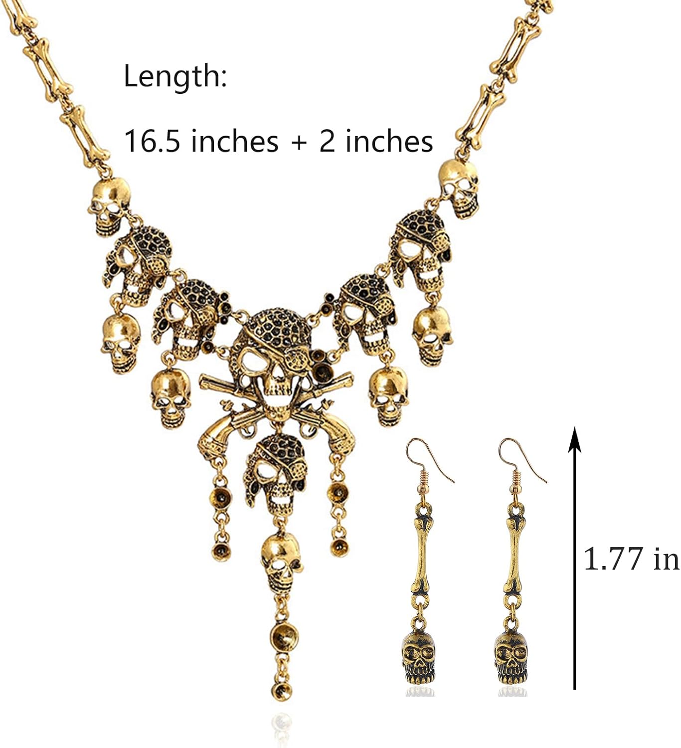 Halloween Pirate Necklace Earrings for Women Pirate Costume Accessories Pirate Skull Tassel Necklace Halloween Pirate Jewelry - Image 6