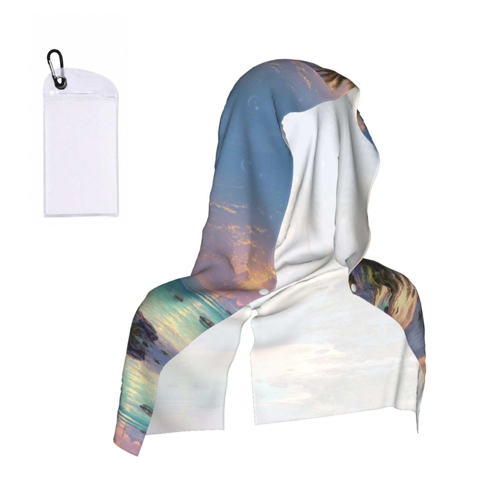 MLTRFGJ Tropical Scenery Print Cool Hooded Towels And Keep Them Cool For Several Hours.
