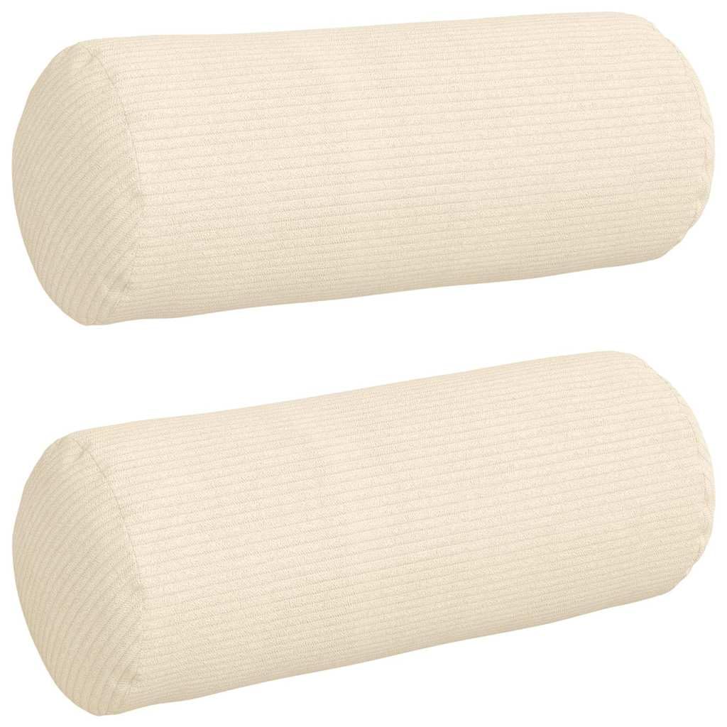 Poduszki bolster, 2 sztuki, kremowe, Ø 15 x 40 cm, materiał sztruksowy, wypełnienie poliestrowe, zdejmowana poszewka do salonu, jadalni, sypialni