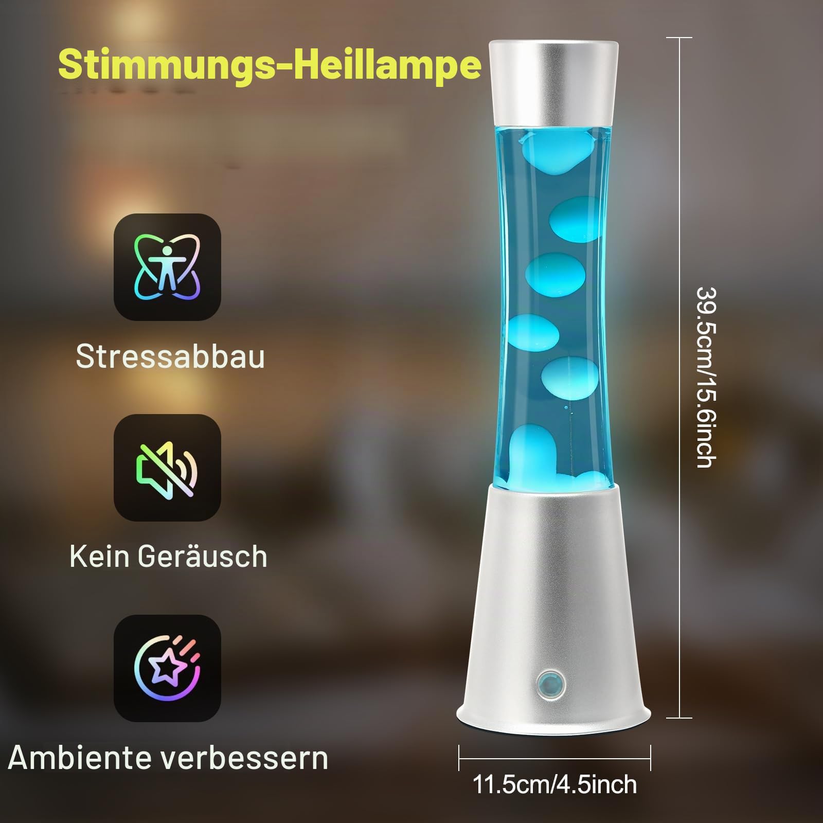 Lavalampe, 17-farbige LED Stimmungslampe mit Fernbedienung. Für Büro, Deko & Entspannung, ideal für Erwachsene und Kinder
