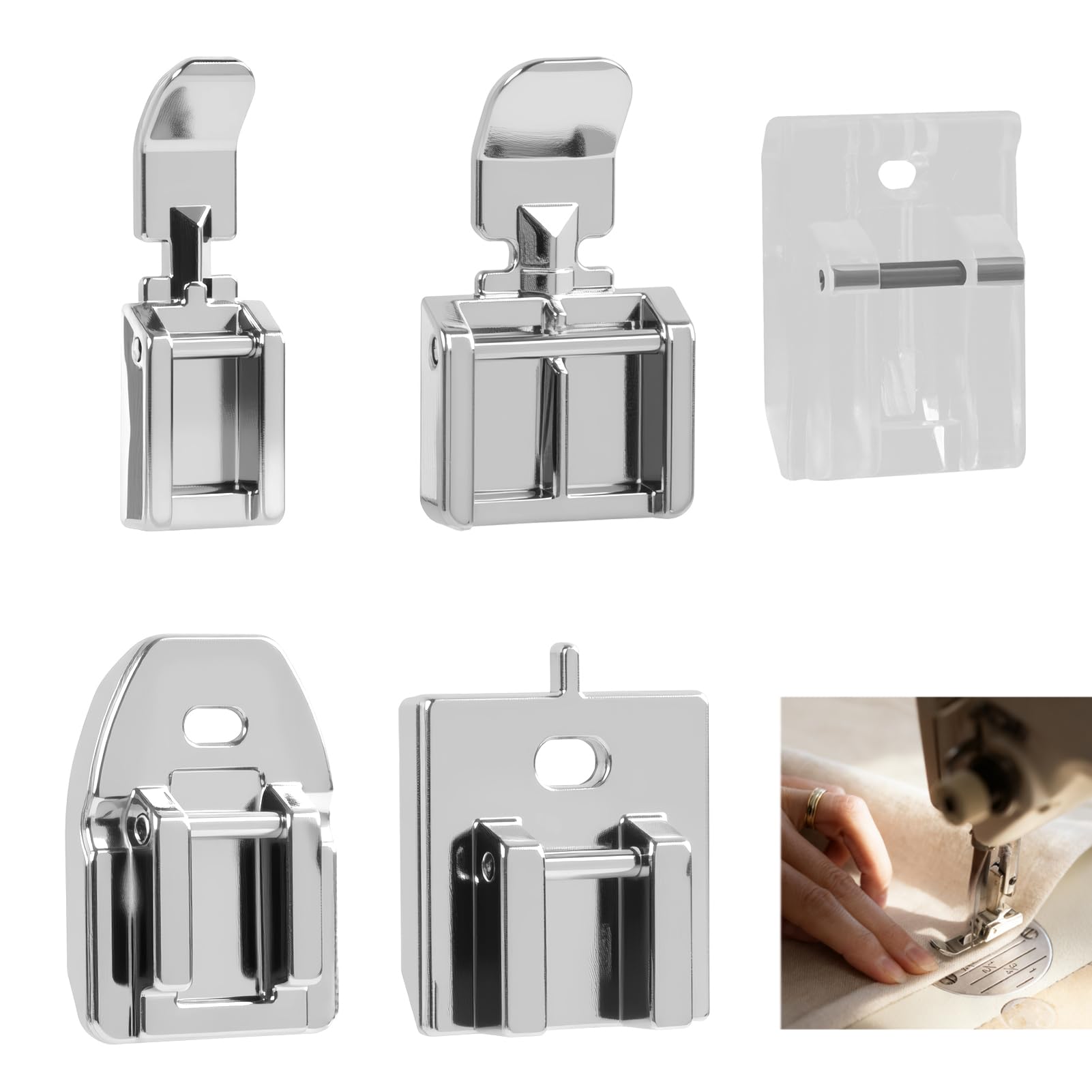 5 Pcs Zipper Foot for Sewing Machine, Invisible Zipper Foot Accessories, Low Shank Snap-On Zipper Presser Foot Compatible with Brother, Singer, Janome, Babylock, Accessories for Crafts Upholstery DIY