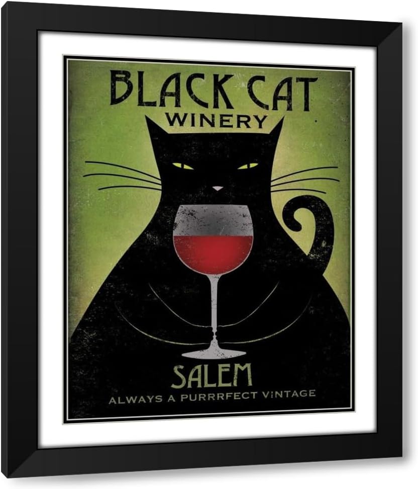Fowler, Ryan 15x18 Black Modern Framed Art Print Titled Black Cat Winery Salem