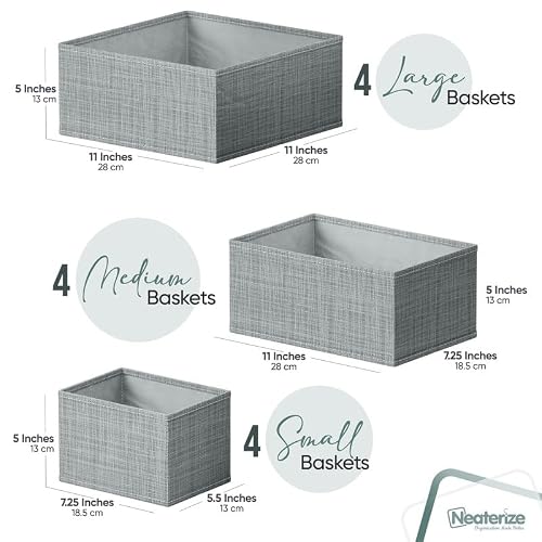 Drawer Organizer Clothes Set of 12 Grey - Dresser Organizer For Nursery, Bedroom, Closet - The Perfect Baby Clothes Organizer and Storage & General Nursery Organization or Dresser Drawer Organizers - Image 2
