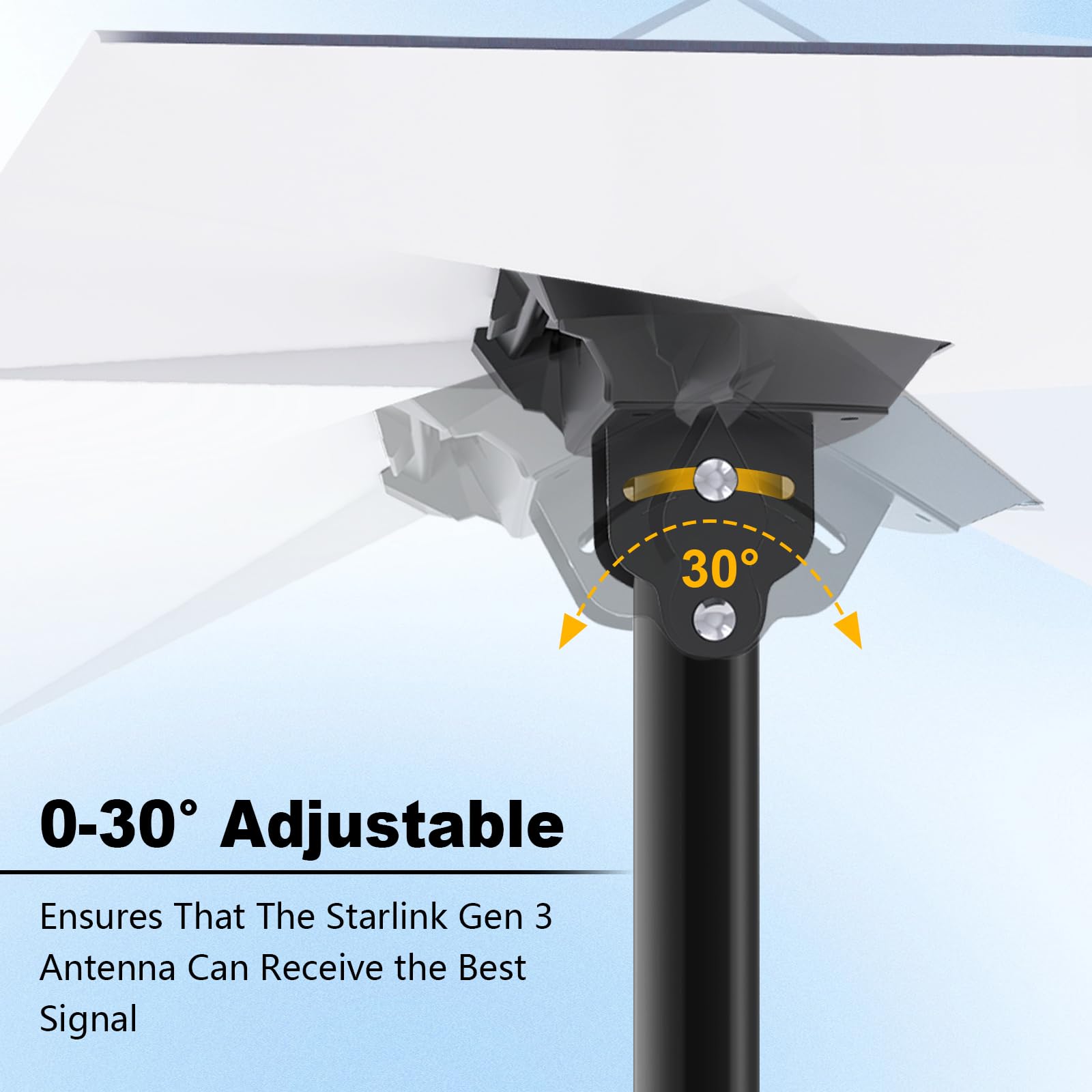 Support Mural/mât Réglable Pour Starlink Gen 3 - Rotation 360°, Inclinaison 20°, Compatible Mâts 25-53 Mm, Alliage Aluminium