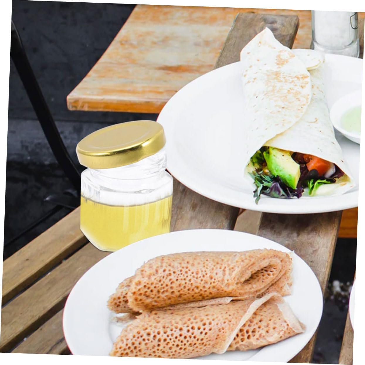 24Pcs Hexagon Shape Honey Jars Jam Containers Sealed Pots for Honey Jams and More for Storage and Decor