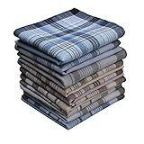 Celmuron Men’s Handkerchiefs 100% Cotton, 10 Pack Classic Plaid Handkerchiefs, 15 x 15 inch Large Size, Soft & Absorbent Pocket Squares for Seniors & Daily Use