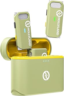 Hollyland Lark M1 Wireless Lavalier Microphone with Noise Cancellation, 656ft Transmission, 8H Battery Life, Compact Wireless Lapel Mic for DSLR Cameras, iPhone, Android, Live Streaming-Light Green