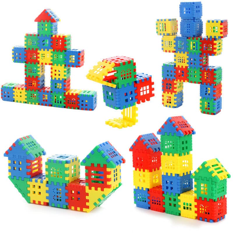 Image of Building Blocks 70-pcs,Toy Building Block for Ages 3 4 5 6 7 8,Fun Blocks for Toddlers,Waffle Interlocking Building Blocks,Boys and Girls Toys (70pcs-01)