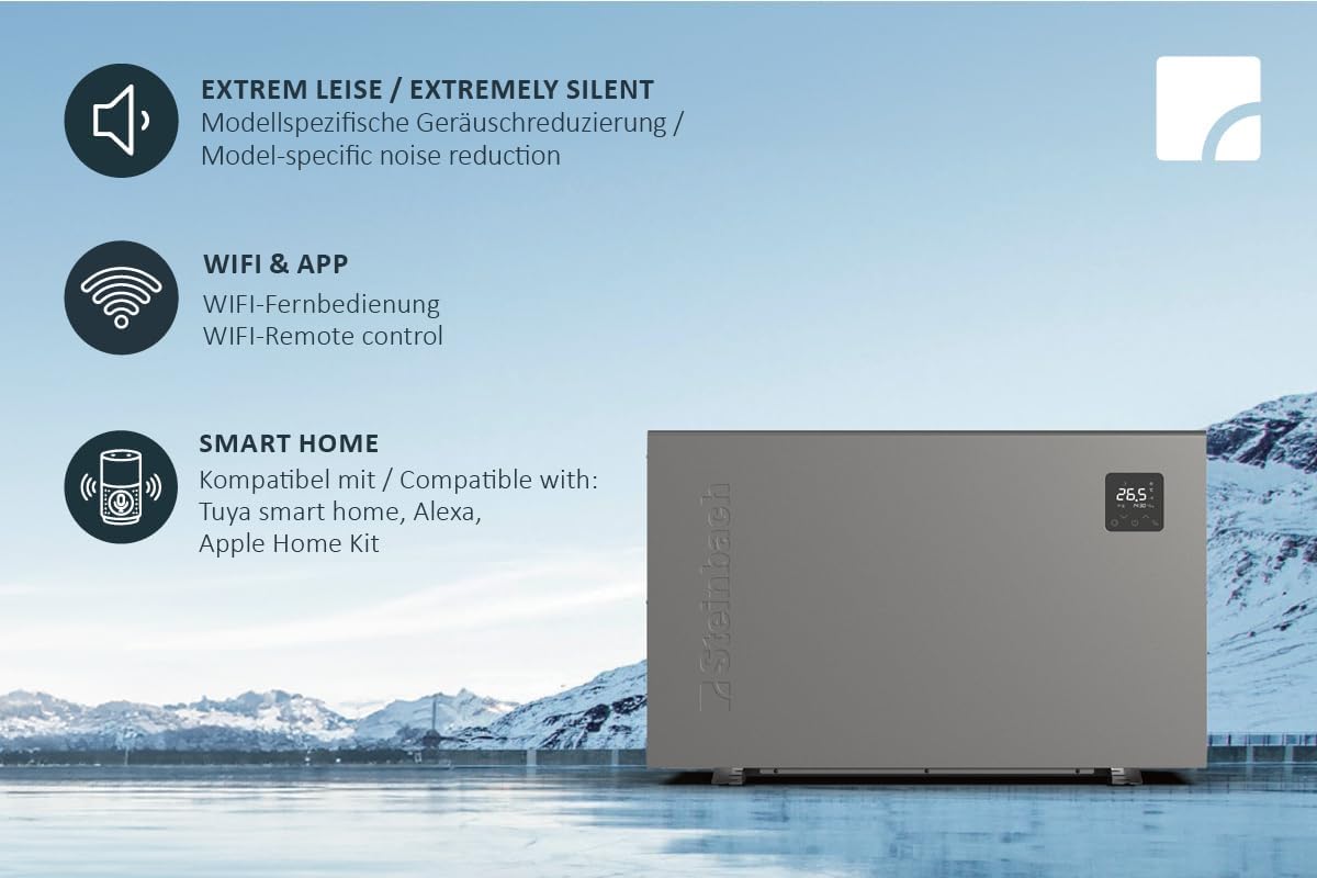 Features of STEINBACH Silent heat pump: Extremely Silent, WiFi & App, Smart Home compatibility