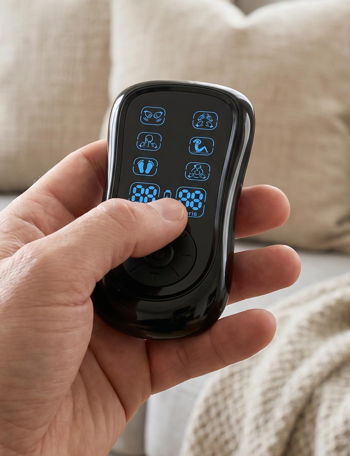 Apparecchio di massaggio elettrico TENS/EMS doppio canale, elettrostimolatore antidolore con 8 elettrodi riutilizzabili, 2 utenti, stimolazione muscolare e rilassamento del corpo