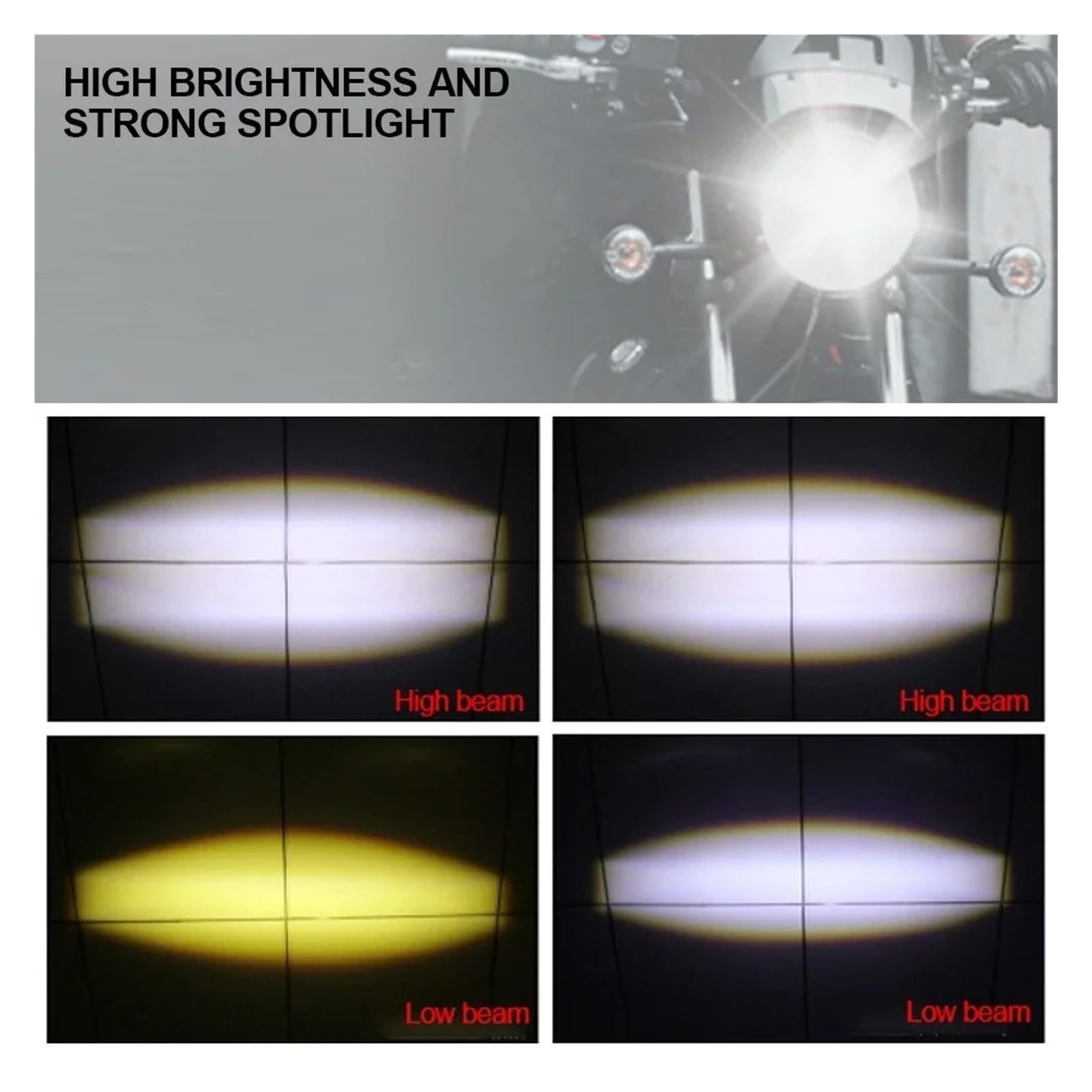 SANCAK Phare De Moto Lentille Led Stroboscopique H4 BA20D Bleu/rouge Phare Moto Scooter Ampoule Accessoires Pour DRL(A White Yellow)