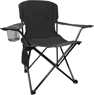 Folding Camping Chair, 225lb Capacity, Includes Cup Holder & Side Storage Bag, 5.5lbs Portable for Beach, Camping, Sport,Black