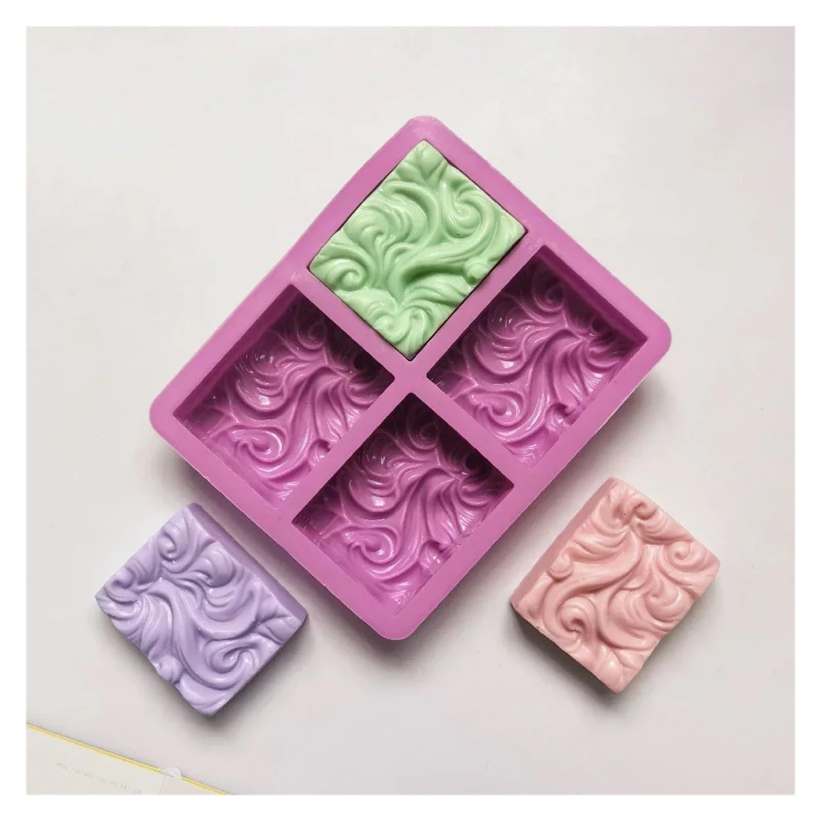 Stampi per sapone in silicone Stampo for sapone in silicone 3D fatto a mano da 1/2 pezzi con motivo ondulato for a fai te, candele, resina, gesso, strumenti for decorare torte(Purple 2Pcs)