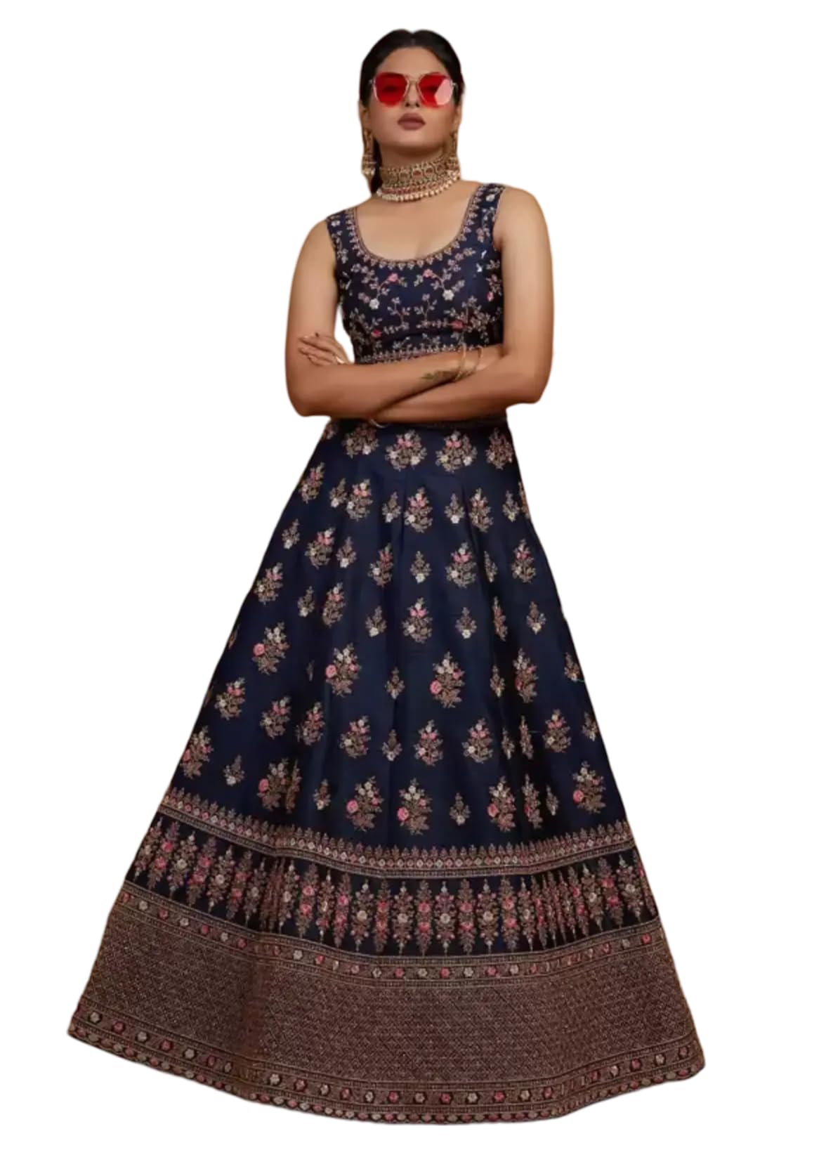 avsar trendz Aditya Bridal Velvet Lehenga Choli Set for Women, Blue-picture-55