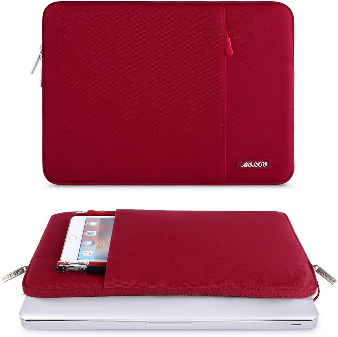 MOSISO Compatible with MacBook Pro 13 inch Case 2016-2020 Release A2338 M1 A2289 A2251 A2159 A1989 A1706 A1708,Plastic Shell&Vertical Bag&Keyboard Skin&Screen Protector&Pouch,Red