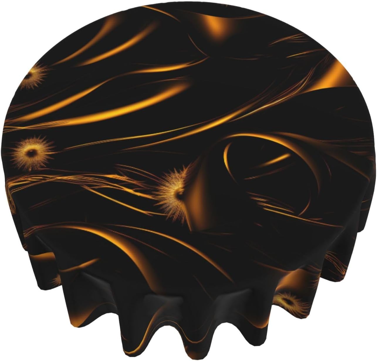 Black and Gold Background Print Wrinkle Free Dining Table Cover for Birthday Party Farmhouse Tablecloths Up to 60 x 60 Inches