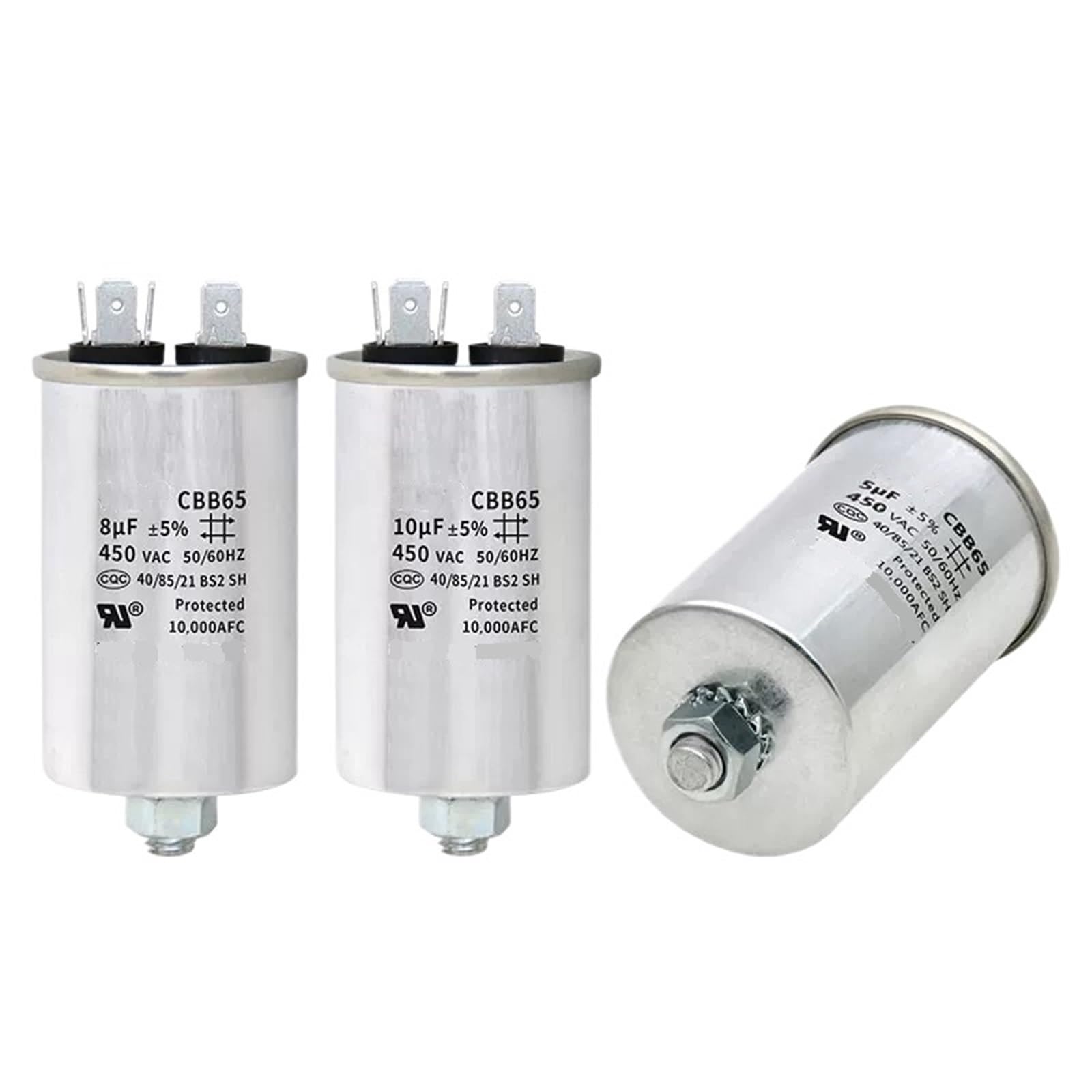 1 Condensador de Aire Acondicionado CBB65 con Tornillo (Parte Inferior, 5 UF, 10 UF, 15 UF, 20 UF, 25 UF, 30 UF, 35 UF, 40 UF, 50 UF, 60 UF, 70 UF, 80 UF, 100 UF, 450 V)(CBB65 8UF)