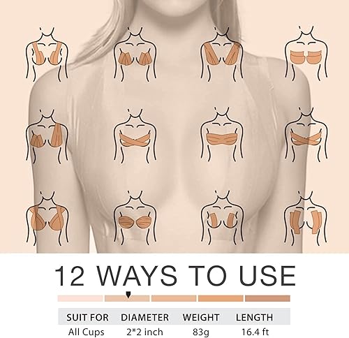Miniatura 8 de Cinta adhesiva para pechos, cinta para levantamiento de senos, cinta de levantamiento de senos con 2 piezas adhesivas adhesivas de silicona