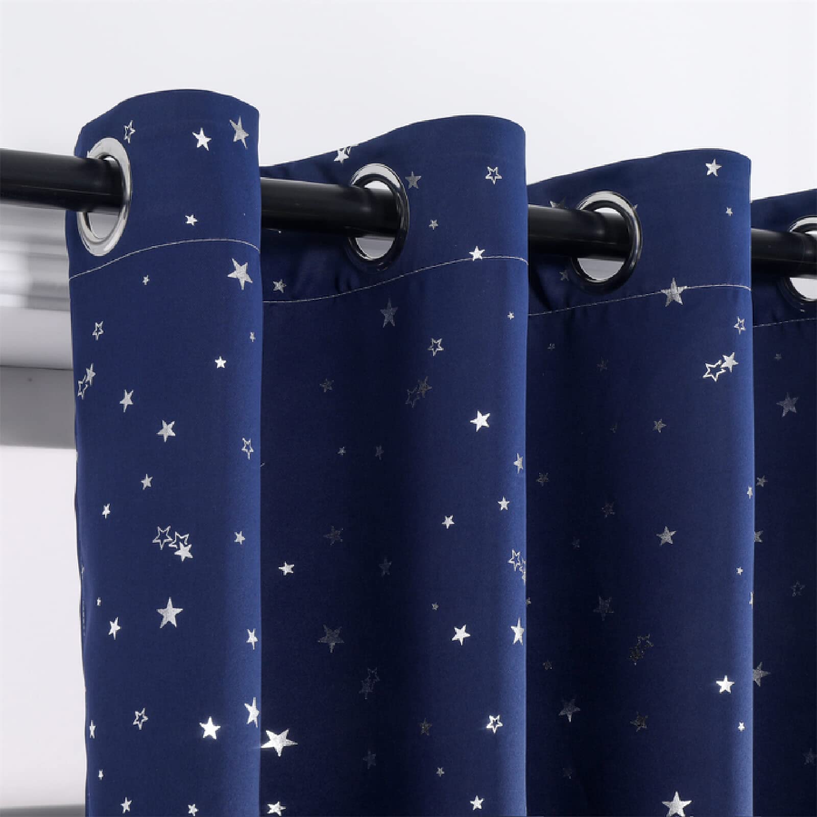 Cortinas Opacas para niños para Sala de Estar Cortinas para niños y niñas Dormitorio Cortinas de Tul Blanco para Ventana Estrella Azul Caliente (Ancho x Elevado) A180cm x E180cm x 1PC