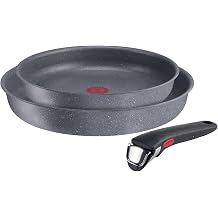 Lagostina Ingenio Mineralis Non-Stick Pots and Pans Set, 3 Pieces | Body in 100% recycled aluminium, Mineralis coating, removable handle, 2 frying pans 24/28 cm, suitable for induction