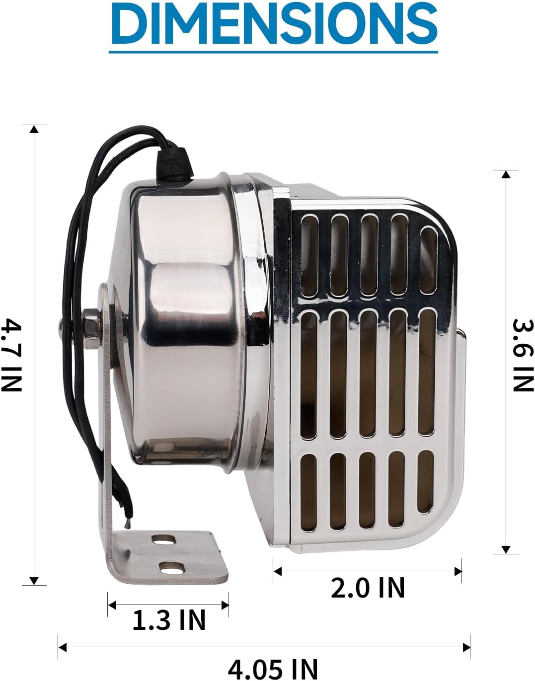 FARBIN Boat horn Waterproof Stainless Steel Dual Trumpet,Electric Horn for Ships 12V Super Loud Car Horn with Base Bracket for Sailboats Yachts Car Motorcycle Trucks etc