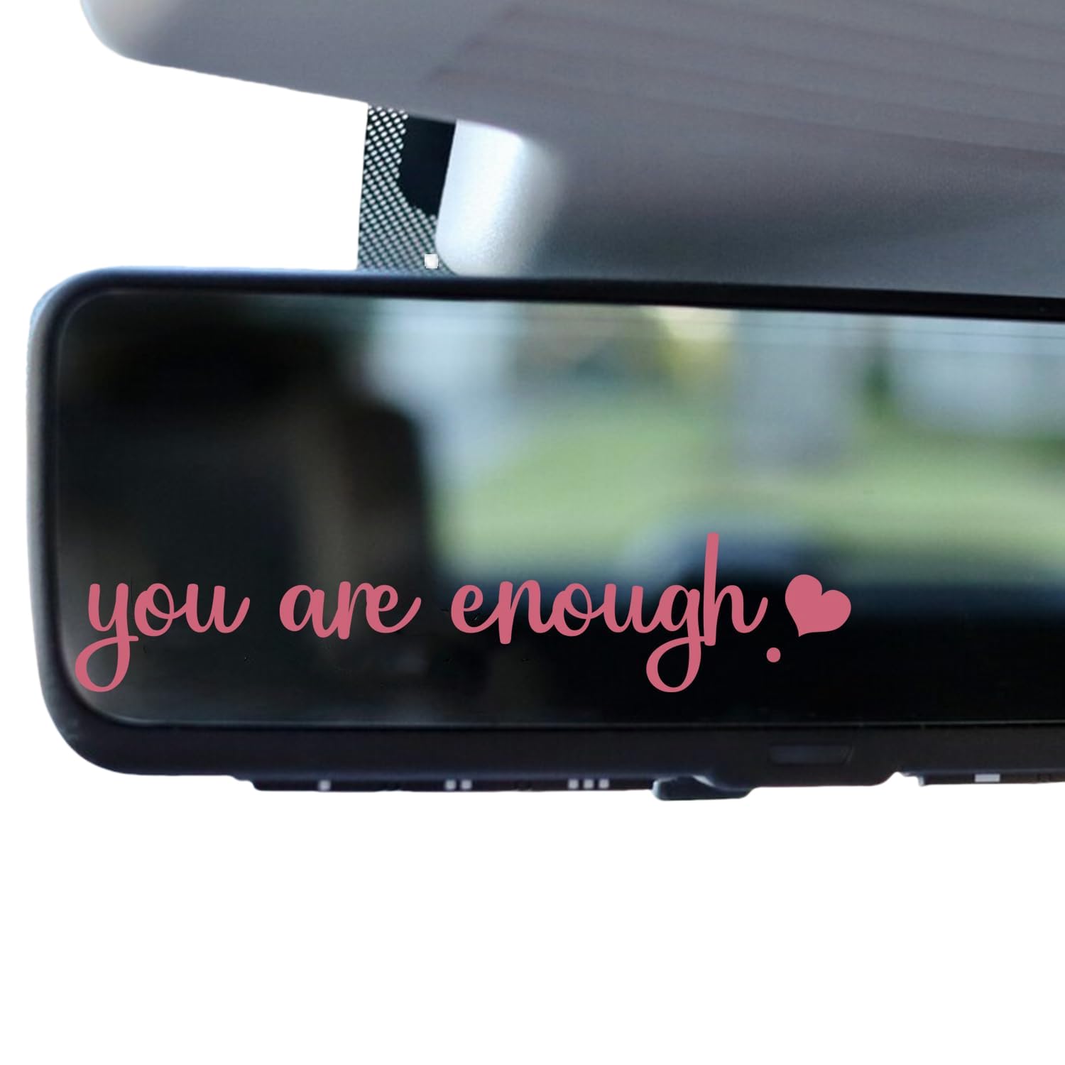 3X You are Enough Rearview Mirror Decal, Pink Vinyl Car Accessory for Women, Vanity Mirror Sticker, Girl Car Gift, Self-Affirmation Mirror Decoration