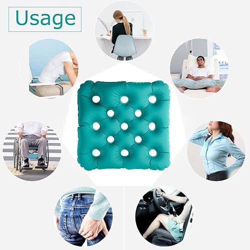 Miniatura 6 de Cojín inflable de asiento para silla de ruedas, almohadilla de asiento de gofre de TPU antiescaras para ancianos discapacitados prolongados para